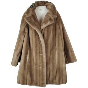 Vintage Grandella II Styled by Sportowne Tan Fur 60's Coat Jacket Size 14
